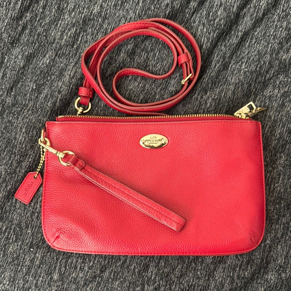 Coach Red Crossbody Bag with Gold Accents